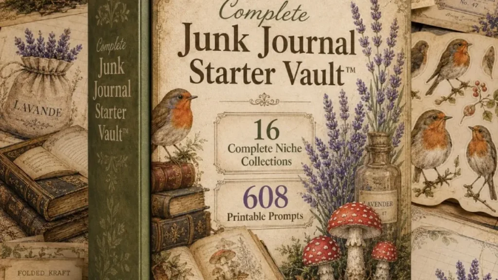 608 Junk Journal Printable Prompts Starter Vault Review junk journal prompt system overview
