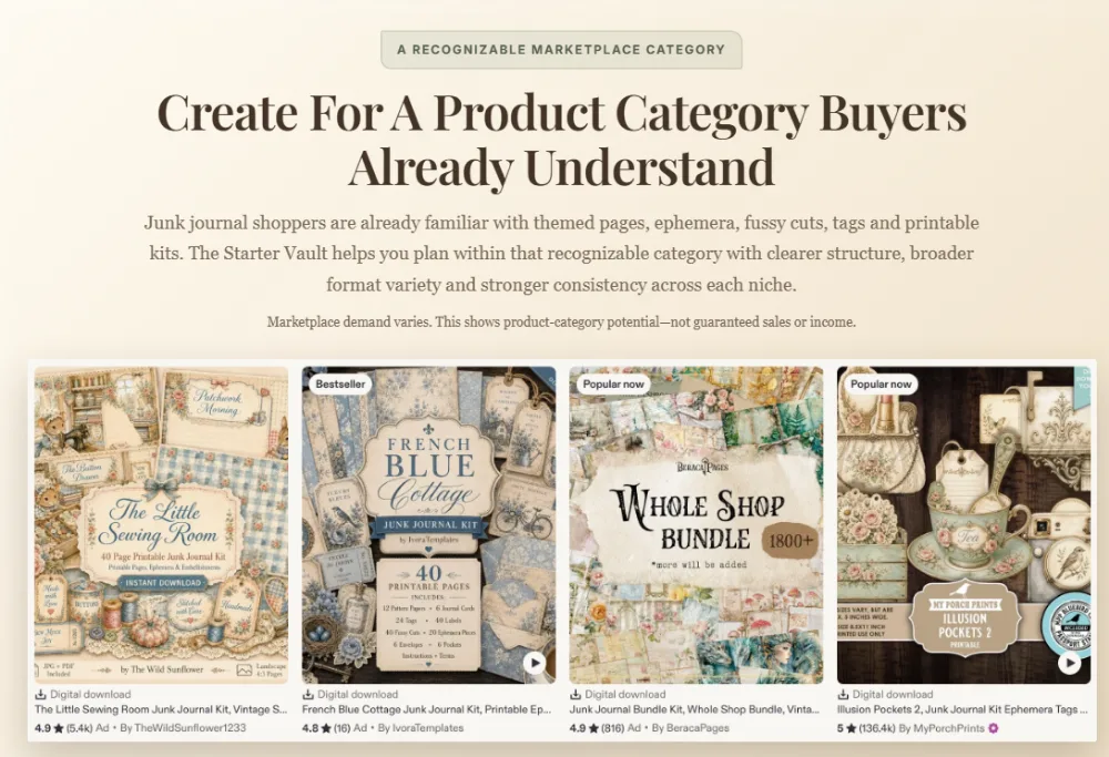 608 Junk Journal Printable Prompts Starter Vault Review features image