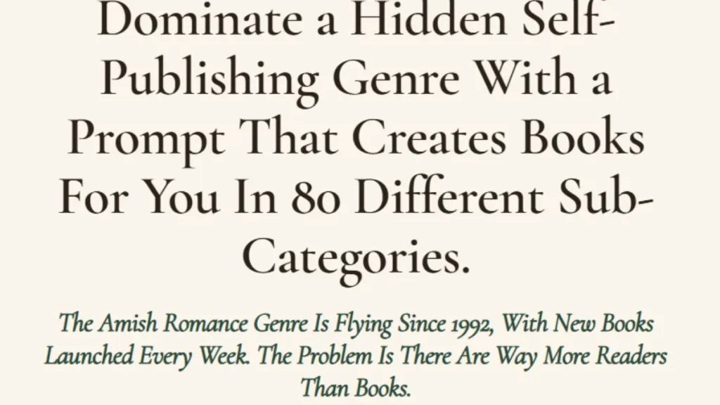 Amish Empire Review — master prompt for generating Amish Romance Kindle books in 80 sub-categories