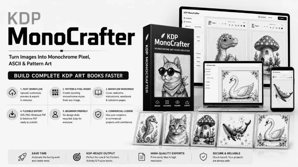 KDP MONOCRAFTER Review – beginner-friendly image-to-art workflow for KDP publishers