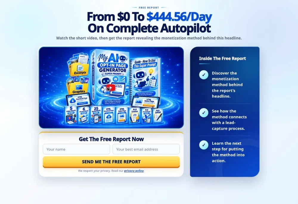 (PLR) My AI Opt-In Page Generator Review features image