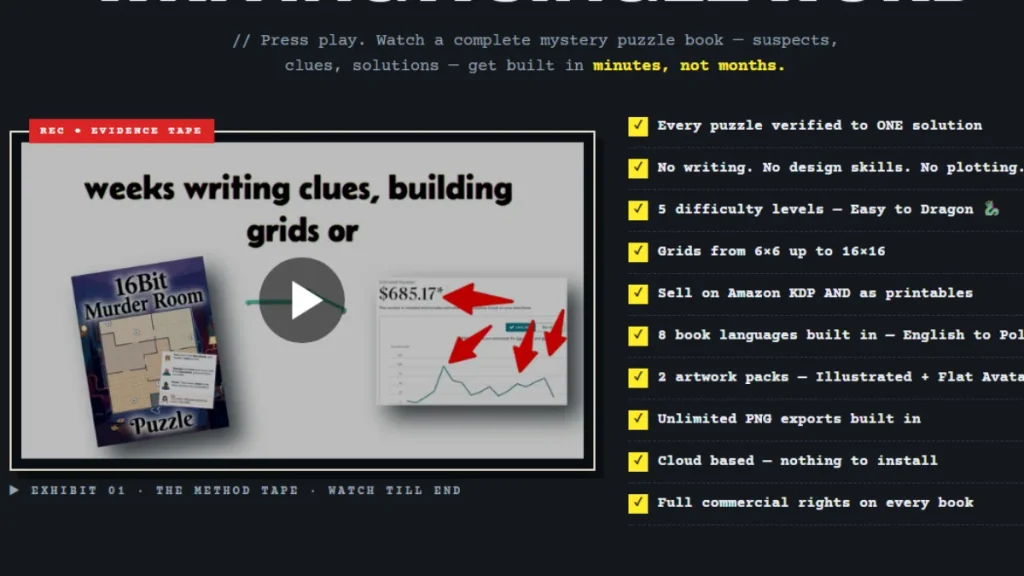 Shigai Royalty Review cloud-based mystery puzzle book creator for KDP beginners